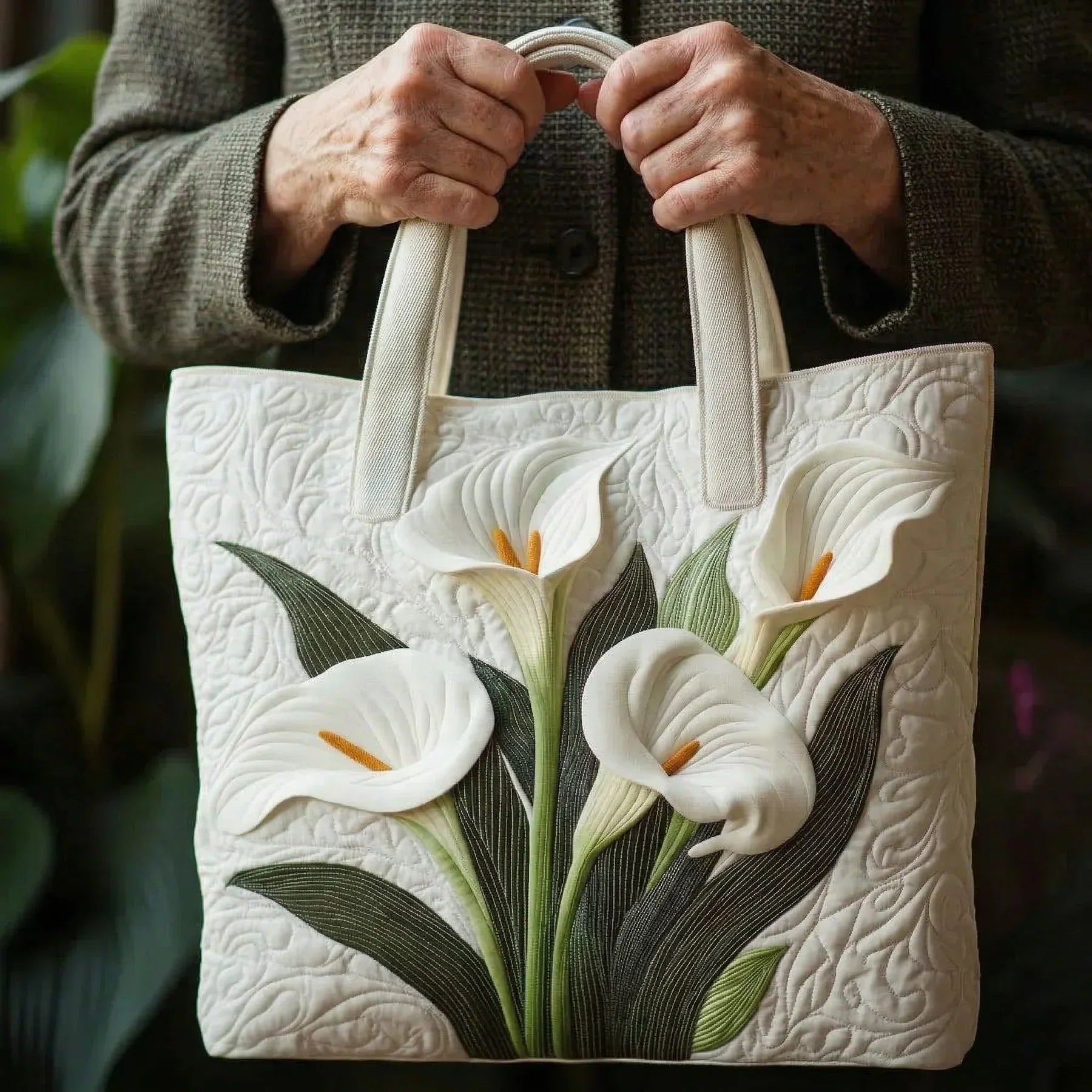 Artisanal Quilted Shell White Bag